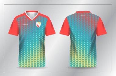 Futbol ve futbol şablonu için soyut turuncu ve turkuaz spor forması