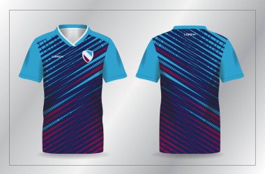 Futbol ve futbol şablonu için soyut mavi ve mor spor forması