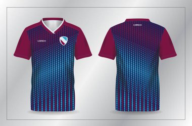Futbol ve futbol şablonu için soyut mavi ve mor spor forması