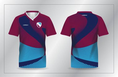 Futbol ve futbol şablonu için soyut mavi ve mor spor forması