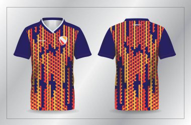 Futbol ve futbol şablonu için mavi turuncu ve sarı spor forma