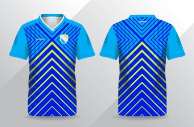Futbol ve futbol şablonu için mavi ve sarı spor forma