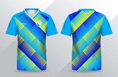 Futbol ve futbol şablonu için mavi ve sarı spor forma