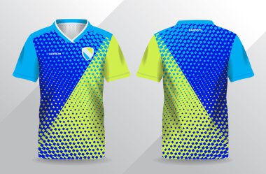 Futbol ve futbol şablonu için mavi ve sarı spor forma