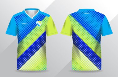 Futbol ve futbol şablonu için mavi ve sarı spor forma