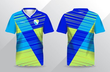 Futbol ve futbol şablonu için mavi ve sarı spor forma