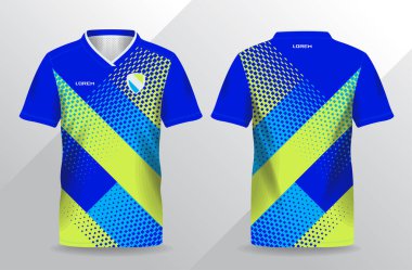 Futbol ve futbol şablonu için mavi ve sarı spor forma