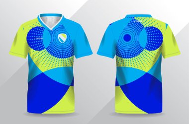 Futbol ve futbol şablonu için mavi ve sarı spor forma