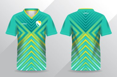 Futbol ve futbol şablonu için yeşil ve sarı spor forma