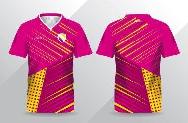 Futbol ve futbol şablonu için pembe ve sarı spor forma