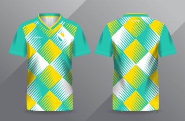 Futbol ve futbol şablonu için yeşil ve sarı spor forma