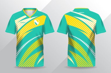 Futbol ve futbol şablonu için yeşil ve sarı spor forma