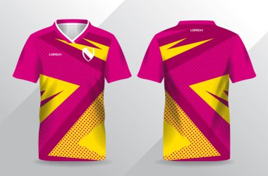 Futbol ve futbol şablonu için pembe ve sarı spor forma