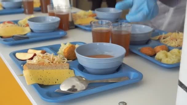 Comida Para Bebés Escuela Comedor Escuela Organización Nutrición Infantil Las — Vídeo de stock