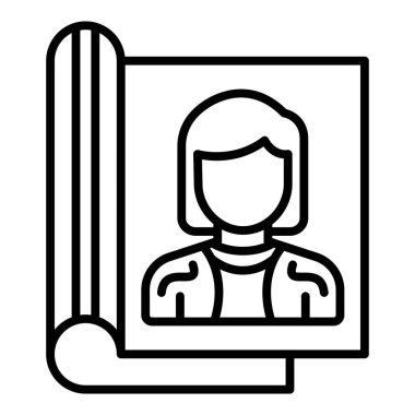woman with book line icon, outline vector illustration