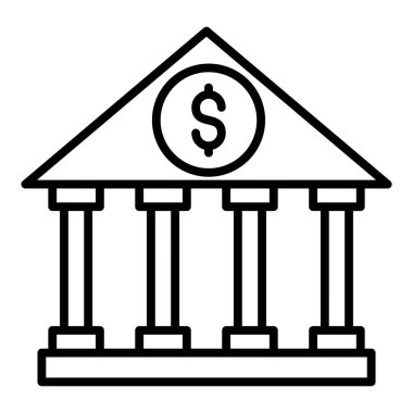 Banka binası simgesi, vektör illüstrasyonu