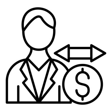 businessman with dollar icon in line design