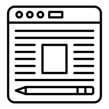 Tarayıcı simgesi. Web için basit bilgisayar vektör simgeleri çizimi