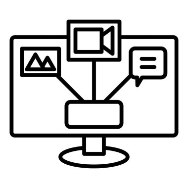 computer screen line vector icon illustration