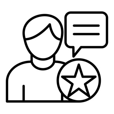 man with chat icon, concept, thin line, illustration