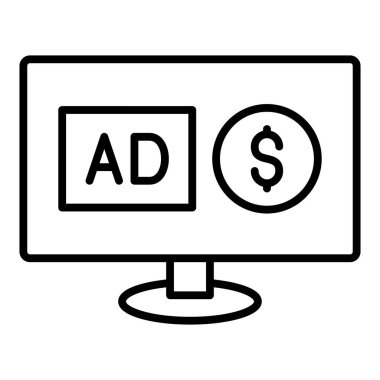 bilgisayar monitörü ikon vektör illüstrasyonu