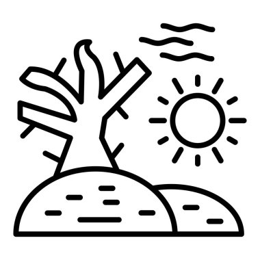 solid icon of volcano and palm trees