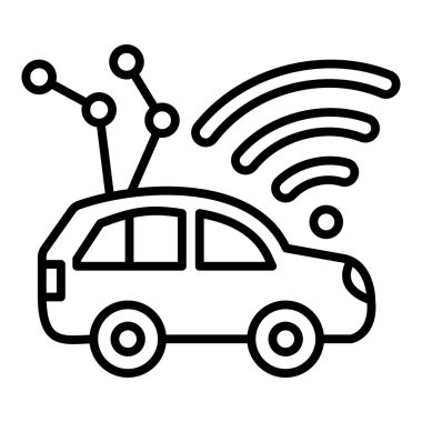 Araba ikonu vektörü. İnce çizgi işareti. izole edilmiş sınır sembolü çizimi