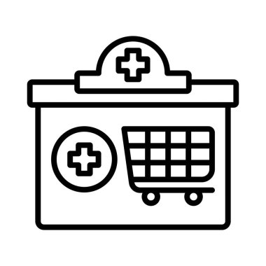 shopping cart with bag and pills vector illustration design