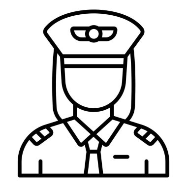 Vector Design Illustration Female Pilot Icon Style