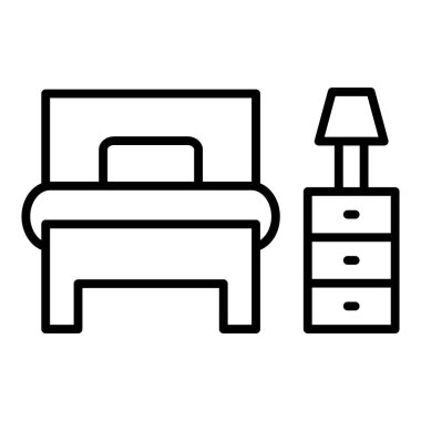 Vector Design Illustration Single Bed Room Icon Style