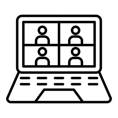 Vector Design Illustration Meeting on Laptop Icon Style