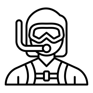 Vector Design Illustration Diver Female Icon Style