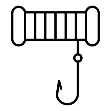 Vector Design Illustration Fishing Line and Hook Icon Style