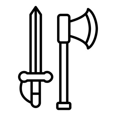Vector Design Illustration Axe And Sword Icon Style