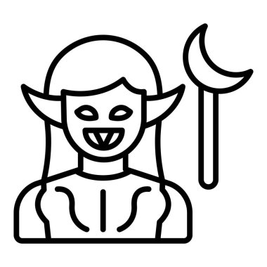 Vector Design Illustration Dark Elf Icon Style