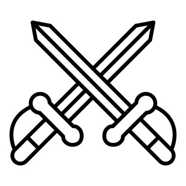 Vector Design Illustration Two Swords Icon Style