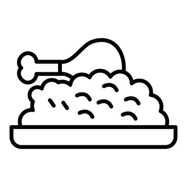 Vector Design Illustration Chicken Rice Icon Style