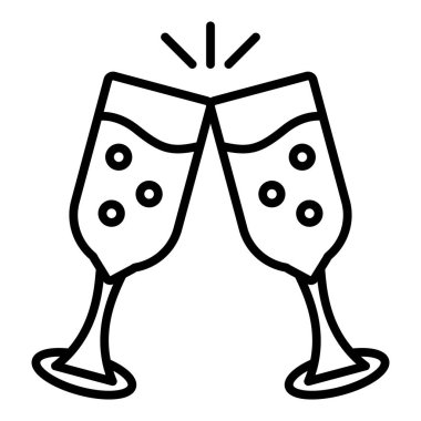 Vector Design Illustration Champagne Glasses Icon Style