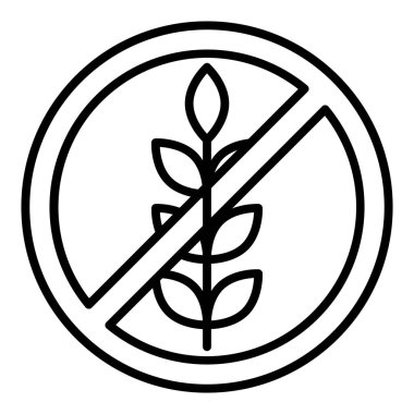 no leaf icon. black circle with white line vector illustration. no sign isolated on background