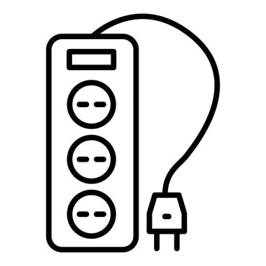 Elektrik fişi vektör satırı simgesi