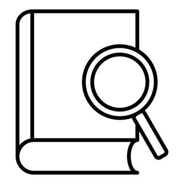 kitap ve büyütme cam simgesi beyaz arkaplan üzerinde, vektör illüstrasyon