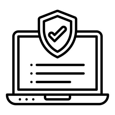 laptop with shield and check mark vector illustration design