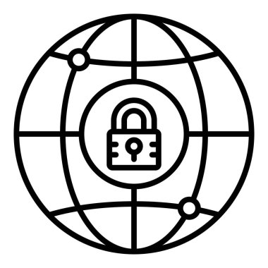 küresel güvenlik simgesi vektör illüstrasyonu