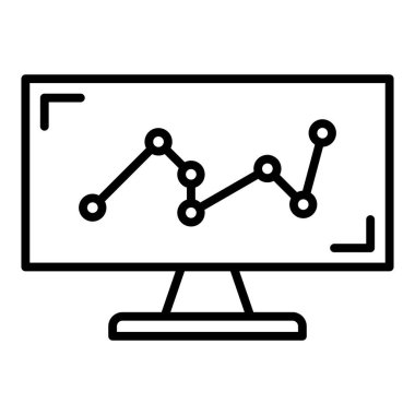 Bilgisayar ekranı ikon vektörü. İnce çizgi işareti. izole edilmiş sınır sembolü çizimi