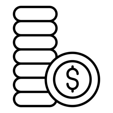 dollar coins icon. outline money coin vector illustration symbol for web design isolated on white background
