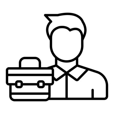 Çanta çizgisi simgesi, vektör illüstrasyonu olan iş adamı