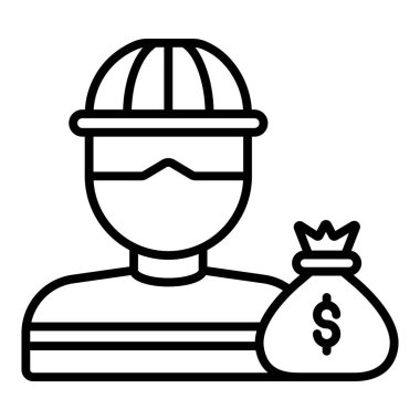 Para çantası ikon vektörü. İnce çizgi işareti. izole edilmiş sınır sembolü çizimi