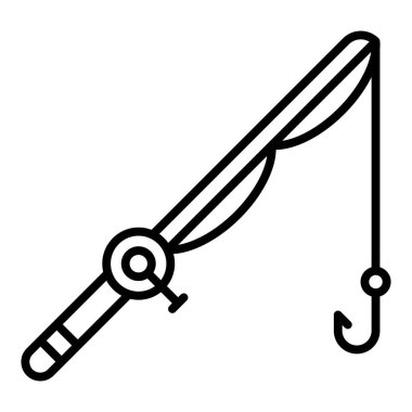 Balık kancası ikonu. Web için balık vektör simgelerinin özet çizimi