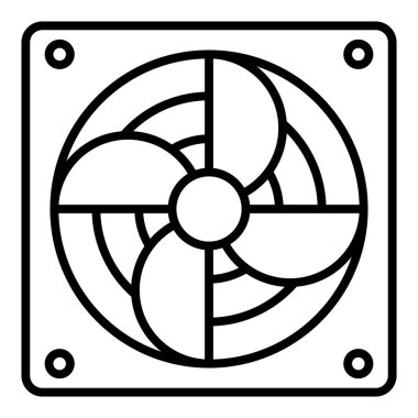 fan icon. black and white illustration.