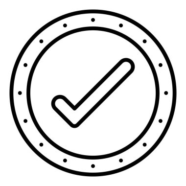 check mark icon in black outline style isolated on white background. symbol vector illustration